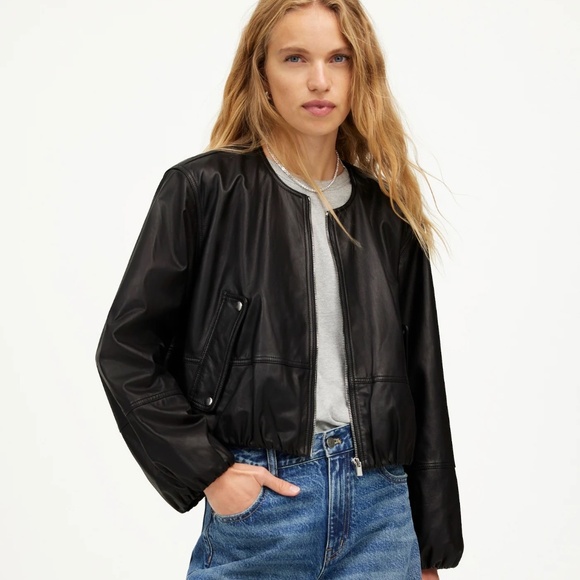 Madewell Jackets & Blazers - Madewell Leather Bubble-Sleeve Jacket NWT